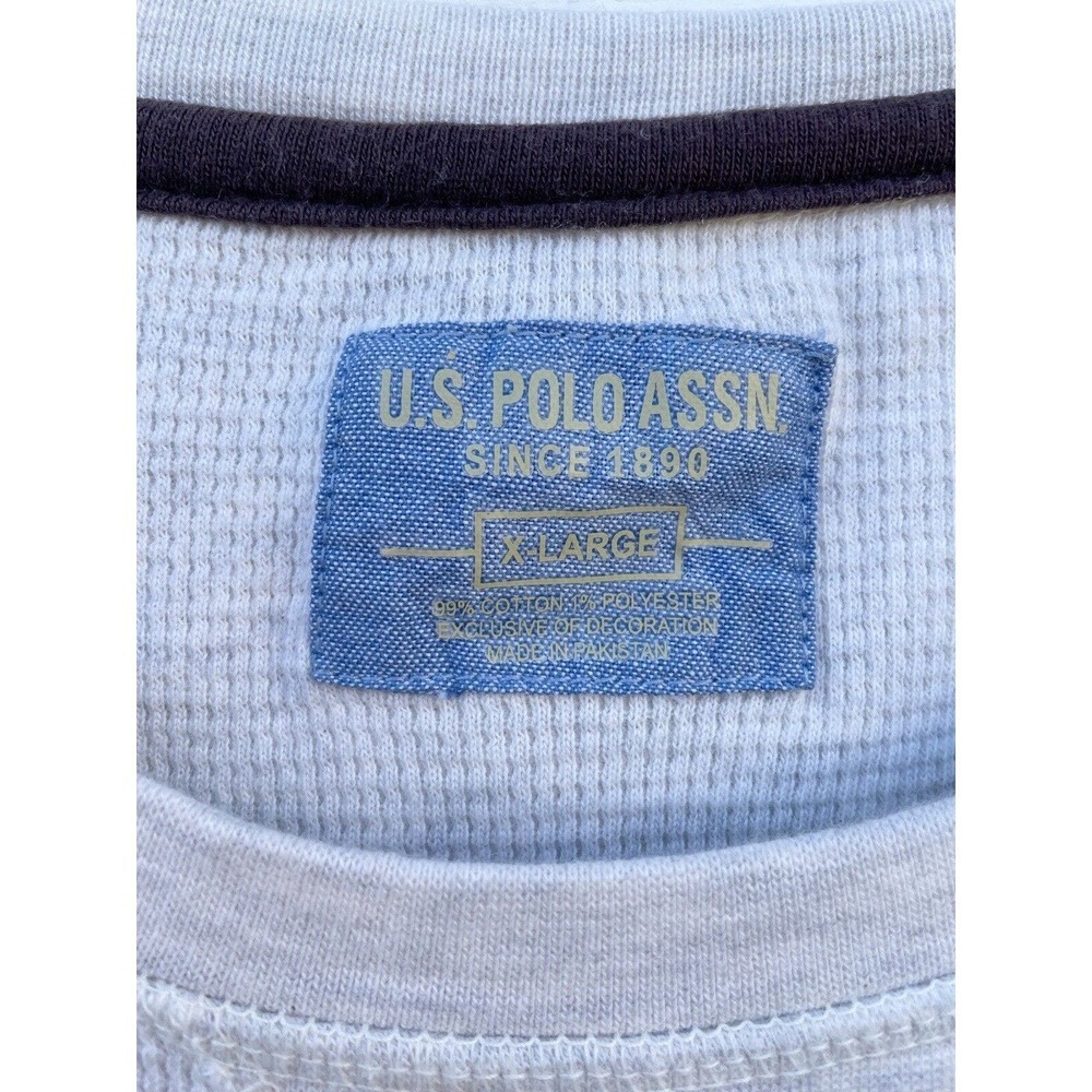 U.S. Polo Assn Thermal Shirt Crew Neck Waffle Knit Logo Linen Beige Men's sz XL - Picture 4 of 7